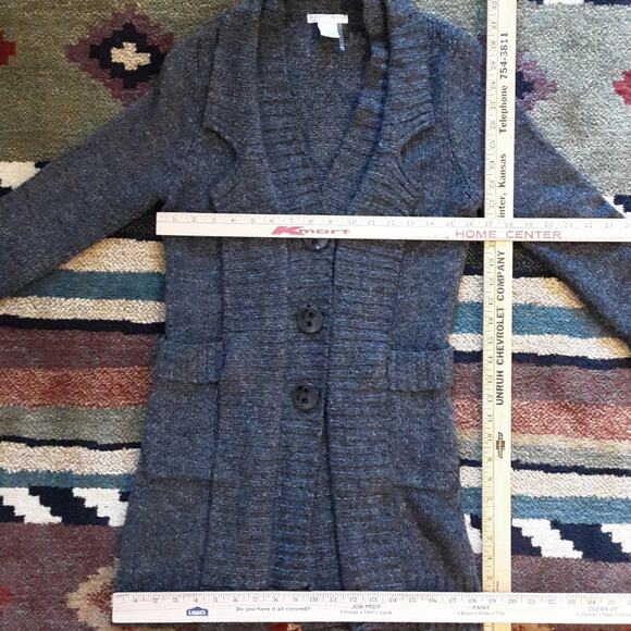 Alberto Makali Midi Button Cardigan Pockets Marled DarkGray Wool Blend Sweater M - Picture 8 of 12